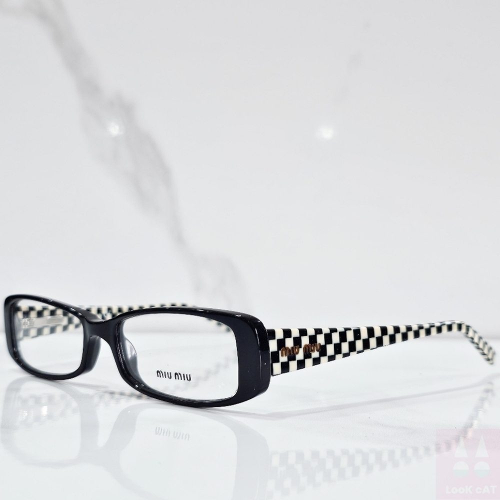 Miu Miu VMU 15G Prada Black and White Checkered Glasses